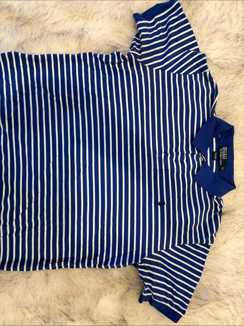 Polo by Ralph Lauren Blue and White Striped Cotton Polo